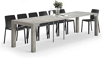 Mobili Fiver, First, Extendable Console Table 17.7(120) x35.4 in, Concrete Effect, Grey, for 4-14 People, Space-Saving Dining Table, Italian Furniture
