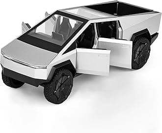 MODVKVK Tesla Cybertruck 1:32 Model Car, Toy Car Trucks with Light & Music, Pull Back Function, Alloy Die-Cast, Great Mini Vehicle Toy for Children from 3 Years and Car Collector (Silver)