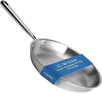 Misen 5-Ply Stainless Steel 10" Pan for Searing & Sauteing - Durable Cookware With Even Heating - Brings a Chef's Kitchen Home