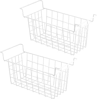 Chest Freezer Baskets 17.5 Inch, Chest Freezer Organizer Bins Metal Wire Storage Baskets with Hanging Handles for Deep Freezer, Set of 2