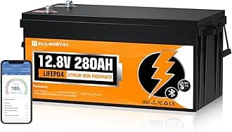 ECO-WORTHY 3584Wh 12V 280Ah LiFePO4 RV Battery w/Bluetooth & Low Temp Cutoff - Built-in 200A BMS - Deep Cycle for Camper, Trailer, Off-Grid, Solar System