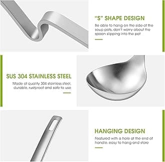 Hot Pot Slotted Ladle Set Stainless Steel Soup Ladle Strainer Scoops Cooking Skimmer Cookware Utensil for Hotpot Scooping Sauce Serving, 12 Inch(8 Pcs,Silver)