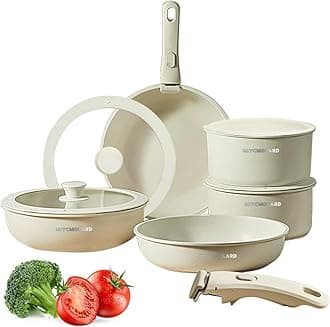 Cookware Set - Cooking Set, Non Stick Pots and Pans Set, Non Stic Cookware, 11 pcs Kitchen Granite Cookware Set, Aluminium Induction Cookware with Detachable Handle, Non Toxic, PFOA Free