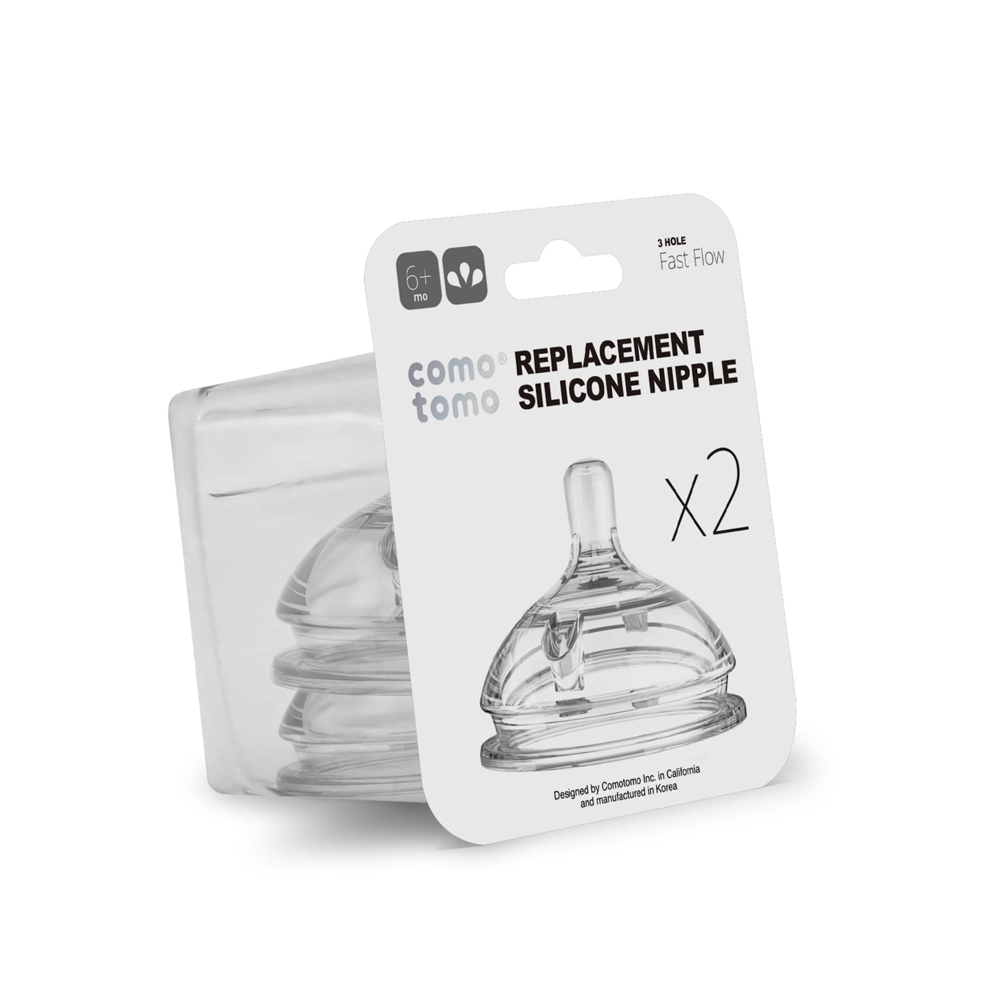 Silicone Replacement Nipple, Fast Flow, 6+ Months, 2 Count