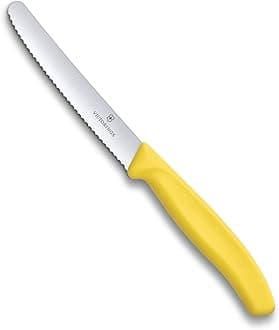 VIC-6.7836.L118 Swiss Classic Utility-Colored 4½" Serrated Round Blade ¾ width at handle Yellow, Multi
