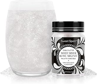 Sweet Spell Edible Glitter (15g) - Shimmer Sparkles for Drinks, Cakes, Cocktails - 100% Edible & Food Grade Glitter, Vegan, Gluten-Free (White Silver)