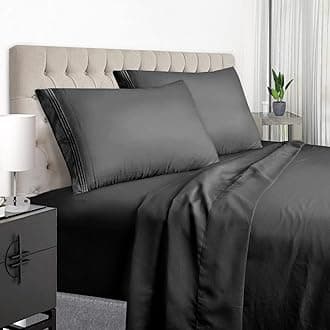 YumHome Bed Sheets Set Twin Size 4 Piece 15 Inches Deep Pocket 1800 Thread Count 100% Microfiber Sheet,Super Soft Comforterble Hypoallergenic Breathable,Resistant Fade Wrinkle Cool Warm - Black, Twin