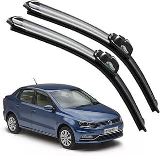 CARNYX Frameless Windshield Wiper Blades, Front Car Wipers Set of 2, Noise-Free, Durable Performance Compatible with (Ameo (Model : 2015-2019) (D-24,P-16))