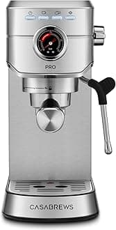CASABREWS5418 PRO Espresso Machine 20 Bar, Upgraded Espresso Maker with Powerful Steam Milk Frother, Stainless Steel Coffee Machine with Fast Heating System for Cappuccino, Latte, Metallic Gray