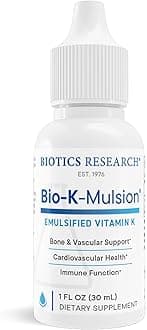 Biotics Research Bio K Mulsion Liquid Vitamin K Drops - 500 mcg/S - Vitamin K1 phytonadione for Adults - VIT K Supplement - Strong Bones, Heart Health, Blood Clotting Support, 1 fl oz