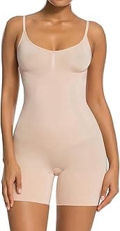 SHAPERX Women Body Shaper Tummy Control Seamless Shapewear Open Bust Mid-Thigh Bodysuit Shorts