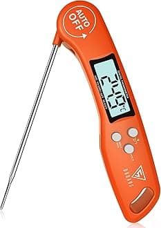 DOQAUS Food Thermometer, Instant Read Meat Thermometers, Digital Cooking Thermometer, Backlight LCD Screen Foldable Long Probe, Auto On/Off, Perfect for Kitchen Cooking, BBQ, Water,Meat, Milk(Orange)