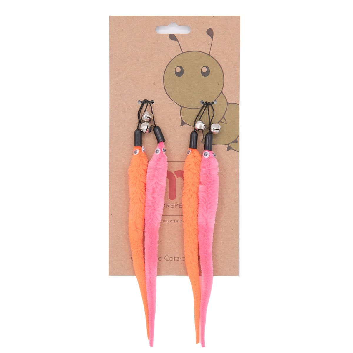 MorePets 4 Pack Worm Refill Premium Handmade for Interactive Cat and Kitten Toy Wands