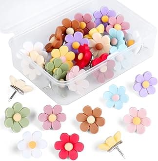 30pcs Flower Push Pins - Decorative Thumb Tacks for Cork Board, Photo Wall, Feature Wall, Map, Bulletin Board, Office or Home