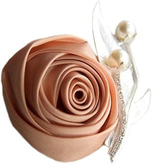 Boutonniere Bridegroom Groom Men's Boutonniere Boutineer with Pin for Wedding, Prom, Homecoming Champagne 1 Piece