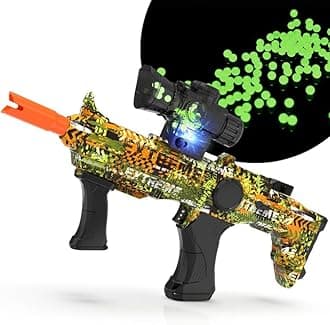 Gel Ball Blaster Splat Orby Gun Toy Glow in The Dark, Outdoor Garden Gun Shooting Games, Manual and Automatic Blaster Splatter, Fun Holiday & Birthday Toys for Ages 14 and Up, Green Mix Color