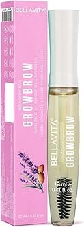 Be.lla Vita Organic Growbrow - Eyelash, Lashes & Eyebrows Hair Growth & Volume Serum With Castor, Onion Oil & Vitamin E, 12 ML