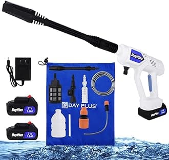 Cordless High Pressure Washer,Portable Car Cleaner Machine with 2×1.5Ah Rechargeable Batteries, 6-in 1 Adjustable Nozzles,435PSI High Power Water Gun for Washing Cars, Fences, Patio, Furniture