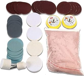 Glass Polishing Kit, 34pcs/Set Scratch Remover Kit for Window Windshield Repair, Cerium Oxide Polishing Powder Polish Pad Felt, Polishing Wheel/Polishing Pad for Windscreen Glass