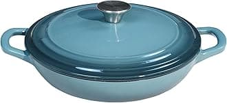 Braiser Enameled Cast Iron Braiser 3 qt Braiser Pan with Lid Slateblue Shallow Cast Iron Casserole Braiser Pan with Handels