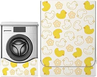 Odot Washer Dustproof Cover Front Load, Washing Machine Dryer Protector Sunscreen Waterproof Tumble Dryer Case Protective Cover for Most Front Loadi (beige duck,L-capacity 10.5~12kg)