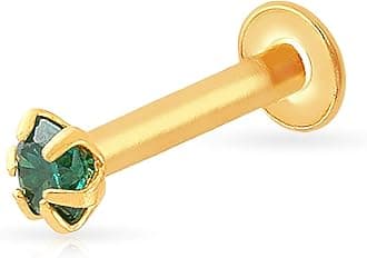 Malabar Gold & Diamonds 22KT | Pure Yellow Gold Green Precious Stone Nose Pin For Women