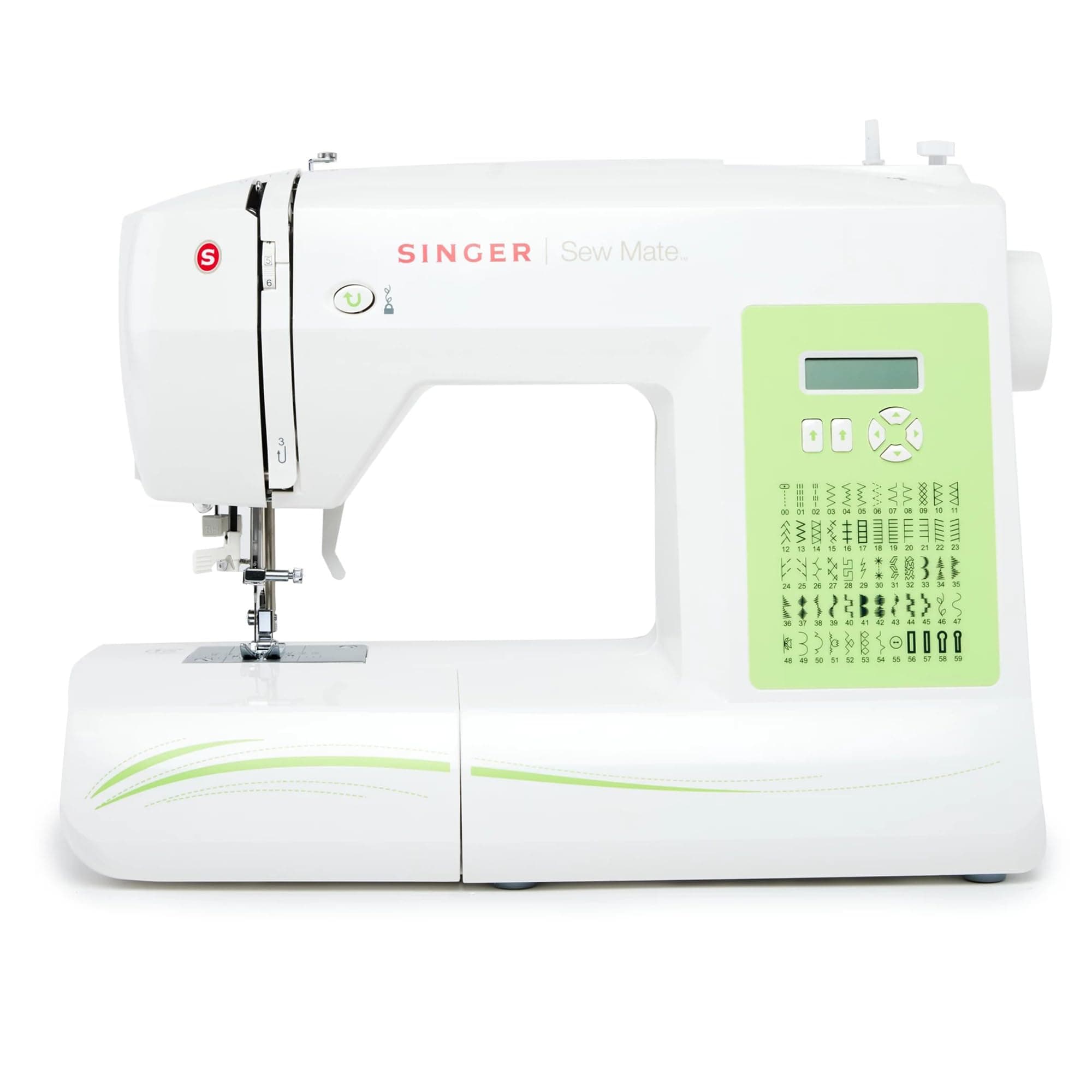 Singer Sew Mate 5400 Handy Sewing Machine Including 60 Built-in Stitches, 4 Fully Built-in 1-Step Buttonhole, Automatic Needle Threader & Automatic Tension, Help to get Started in No time, White