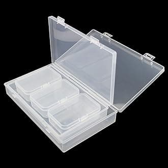 LJY 20 Pieces Mixed Size Rectangle Empty Mini Clear Plastic Storage Boxes Hinged Lid Container for Small Items and Other Craft Projects