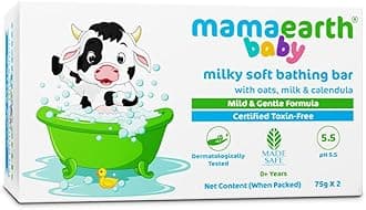 MAMAEARTH Milky Soft Baby Bathing Soap Bar for Babies with Oats, Milk & Calendula | Gentle & Tear-Free Formula | Softens & Moisturizes Skin | 2.64 oz Each (75g x 2)