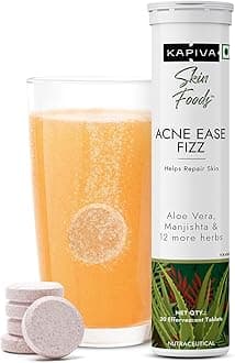 Kapiva Skin Foods Acne Ease Fizz | Reduces & Marks Naturally 20 Tablets Orange Flavour