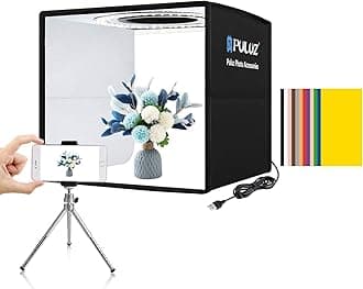 Mini Photo Studio Light Box, Photo Shooting Tent kit, Portable Folding Photography Light Tent with CRI >95 104pcs LED Light & 6 Kinds Double-Sided Color Backgrounds for Small Size Products