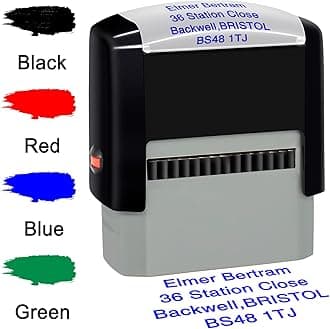 Personalised Stamp 47x18mm Custom Self-Inking Business Address Rubber Stamps Up to 4 Lines-4 Color and Font Choices