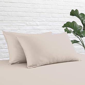 Queen Size Pillow Protector Set of 2, 100% Egyptian Cotton Pillow Cases with Zipper 400 Thread Count Sateen Weave Cotton Light Beige Pillow Protector Queen Size Pillow Covers for Home/Hotel