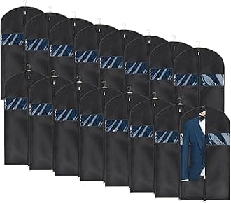 Univivi 16 Pack Suit Bags Garment Bag for Men Storage 40-inch Clothes Cover with Clear Window for Suit Jacket, Skirt, Shirt and Coat, UN0755