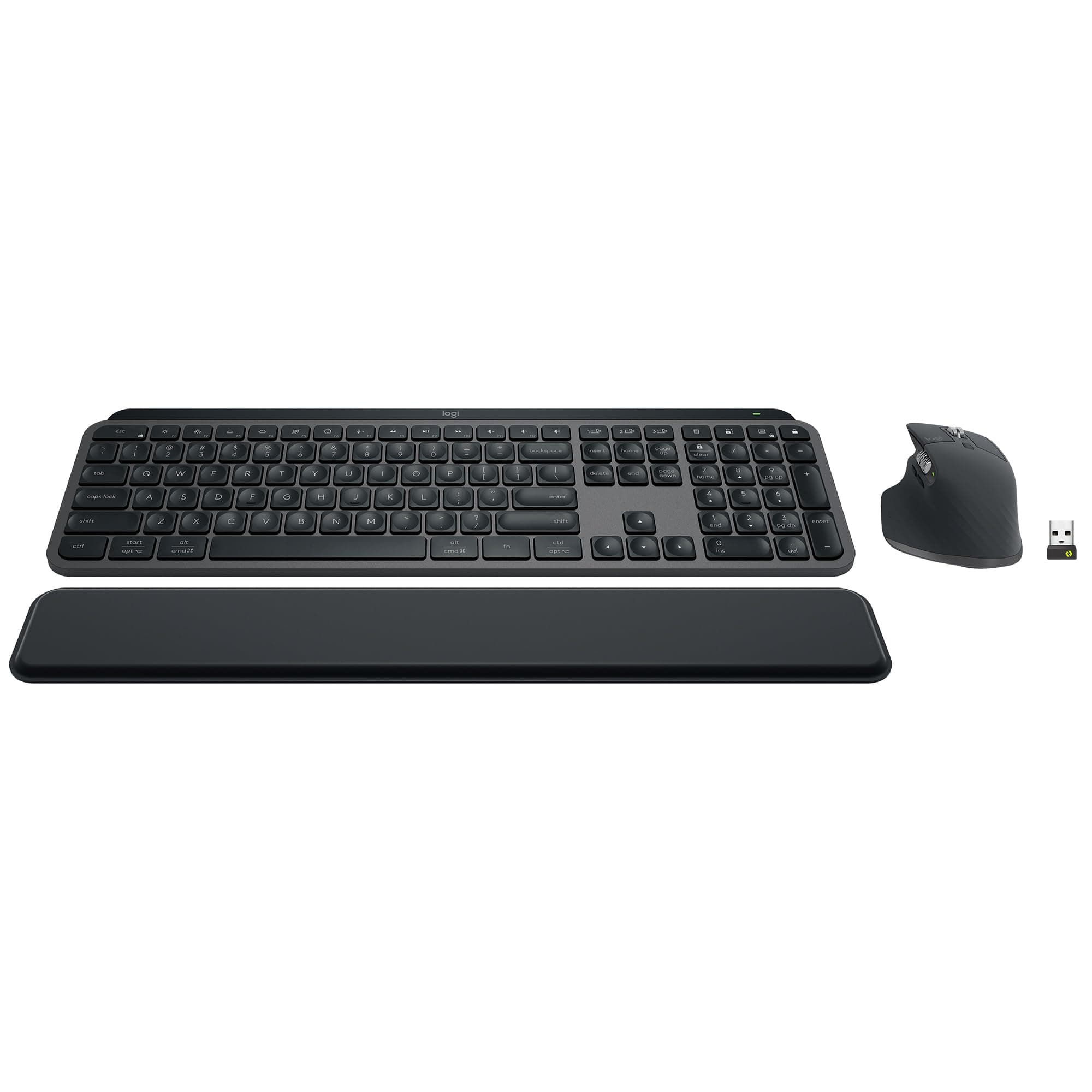 Logitech MX Keys S Combo - Performance Wireless Keyboard and Mouse with Palm Rest, Customizable Illumination, Fast Scrolling, Bluetooth, USB C, for Windows, Linux, Chrome, Mac,Color Graphite.