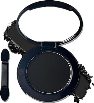 Black Eye Shadow with Mirror,Matte Single Eyeshadow for Halloween Elphaba Makeup,Pressed Powder Eyeshadow Makeup,Matte Shade Eyelid Color Eye Makeup for Women,High Pigment,Long Wear,Waterproof