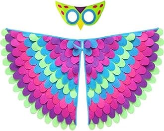 Kids Bird Wings Costume For Age 3~8 Years,Bird Owl And Peacock Masque Owl Dress Up,Boys Girls Felt Eye Masque And Wings Set,Halloween Colorful Fancy Dress
