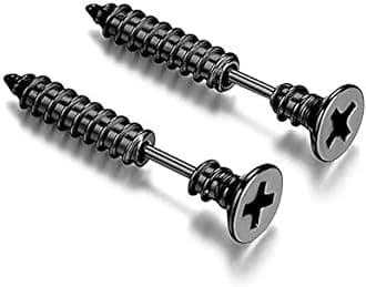 Yellow Chimes Earrings for Men and Boys Fashion Studs for Men | Silver Gold Toned Black Studs | Stainless Steel stud Earrings | Birthday Gift for Men and Boys Anniversary Gift for Husband (Design 15)