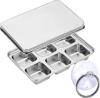 Ice Cube Trays, Stainless Steel Lid Ice Cube tray with Suction Cup Super Easy Release Molds,Durable and Dishwasher Safe for Cocktail,Freezer,Whiskey,Chocolate (Silver)