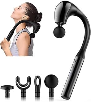 Revolutionary U-Shaped Massage Gun Back Massager for Pain Relief Deep Tissue Body Massager for Neck,Shoulder,Leg-Reach Every Muscle with Ease, Glossy Black