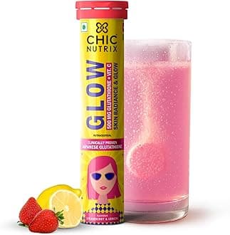Chicnutrix Glow- 20 Effervescent Tablets| Japanese Glutathione & Vit. C| Antioxidants for clear, glowing skin| Sugar-free, Strawberry-lemon flavour