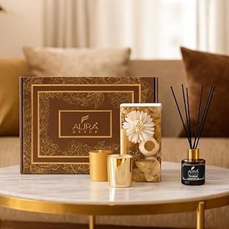 Aura Decor Premium Gift Set | Luxury Reed Diffuser, Scented Candles & Potpourri | Home Fragrance & Décor Gift Box | Perfect for Gifting & Festive Occasions