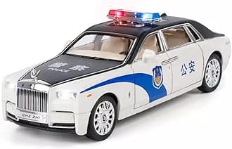 1/24 Big Rolls Royce Police Toy Car Metal Pull Back Diecast Car with Openable Door and Sound Light, Gifts Toys for Kids【 Multicolor 】(1/24 Big Rolls Royce Police - Multicolor)