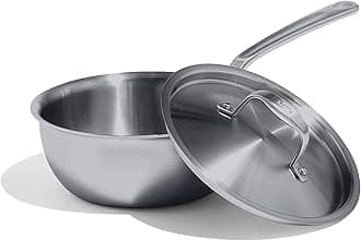 Made In Cookware - 2 Quart Stainless Steel Saucier Pan - 5 Ply Stainless Clad - Professional Cookware - Made in Italy - Induction Compatible