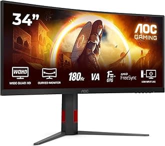 AOC G4 Computer Monitor 86.4 Cm (34") 3440 X 1440 Pixels Wide, W129161321 ((34) 3440 X 1440 Pixels Wide Quad Hd Led Black, Red)