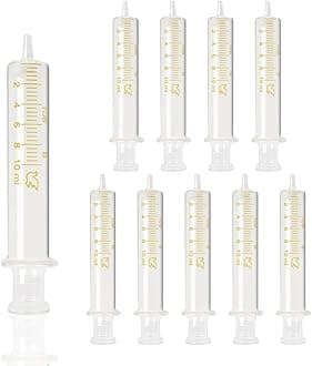 10 Pack 10ml Glass Syringe With Caps