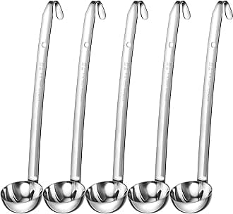 Cunhill 5 Pcs Soup Ladles Serving Ladles Stainless Steel Ladles with Long Handle for Serving, Cooking, Stirring, Portioning Kitchen Restaurant Accessories(2 oz)