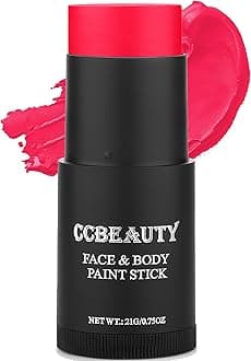 CCbeauty Neon Pink Face Paint Stick, UV Pink Face Painting Kit, Full Coverage SFX Makeup Foundation, Professional Non-Toxic Body Paint for Halloween Costume Cosplay Party, Glow In The Dark Makeup