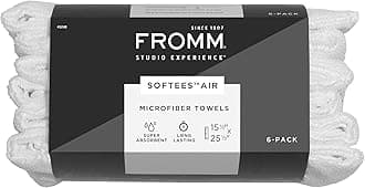 Fromm Softees Air Microfiber Salon Hair Towels - 6 Pack Fast Drying Towel for Hair, Hands, Face – Use at Home, Salon, Spa, Barber 15.5" x 25.5" Extra Durable and Absorbent White, 45248