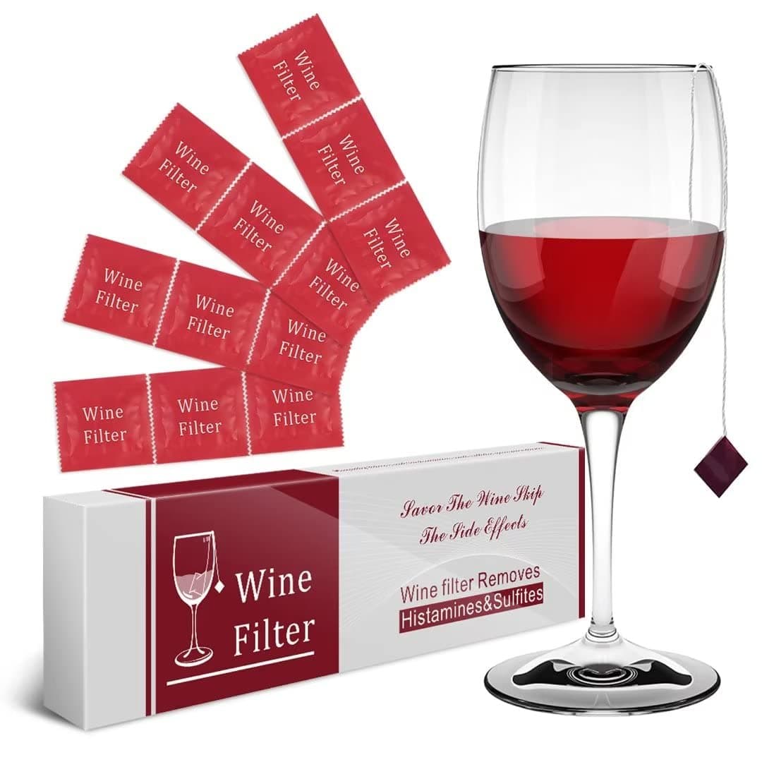 Wine filter, Effectively avoid headaches and nausea, Prevent red wine allergy symptoms (12 Pack)